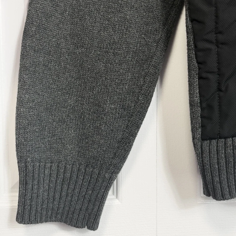 Calvin Klein Gray & Black Mixed Media Quilted Front Zip Sweater Jacket XL